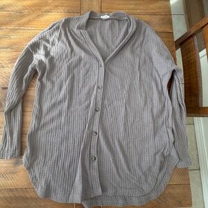 LA MIEL Textured Knit Cardigan in Gray